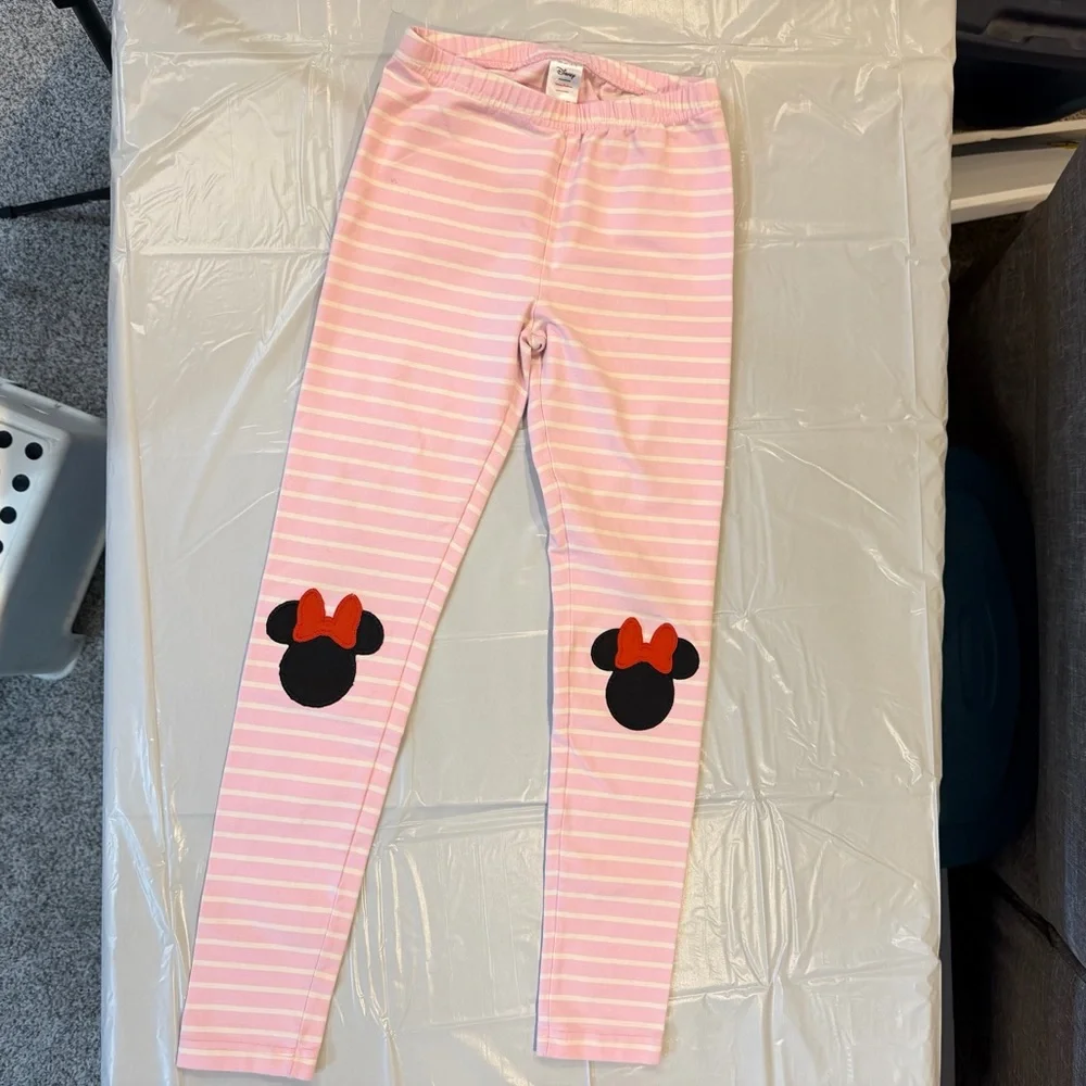 Disney Hanna Andersson Minnie Mouse Stripe Leggings Pink Girls 12